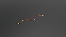 Low Poly Cartoon Coral Snake topology, venom, coral, snake, realistic, poison, low-poly, cartoon, lowpoly, gameart, gameasset, gameready