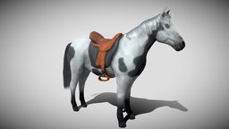 Horse Piebald Rigged beast, rpg, games, mount, pet, animals, horses, pets, piebald, horse, animal, animated, rigged