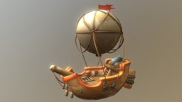 Balloon Boat flying, rpg, airplane, balloon, painted, hot, ready, mmorpg, mmo, strategy, aircraft, battle, watercraft, character, game, vehicle, low, poly, air, ship, hand, boat, noai