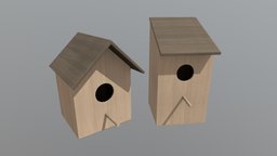 Birdhouse object, tree, green, wooden, bird, stand, garden, other, nest, hanging, rack, spring, natural, summer, branch, box, background, birdhouse, gardening, lowpoly, house, home, wood, decoration, gameready
