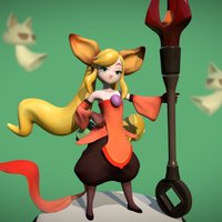 Lady Witch & The Phantom Cats figure, barruz3dstudent, character, cartoon, witch, zbrush, anime