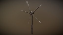 Wind Turbine rusty, survival, propeller, fbx, metal, old, 3d-model, unity3d, blender, construction