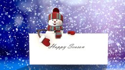 Snowman With Customizable Greetings Card snowman, winter, card, snow, gift, customizable, greetings, seasonal, pbr, low, poly, man, decoration