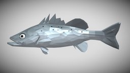 [Low Poly] Seabass fish, fishing, ocean, seabass, animals-cute, blender, lowpoly, low, poly, animal, animation, animated, rigged, sea