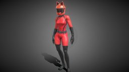 Red Racer Cat Helmet shark, racer, cat, vehicles, red, style, games, gaming, unreal, vr, ar, woman, races, unity, game, racing, rigged