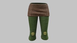 Female Medieval Steampunk Peasant Pants short, mini, fashion, retro, medieval, girls, clothes, pants, skirt, irish, old, womens, peasant, wear, leggings, capri, pbr, low, poly, female