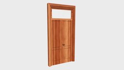 Wooden door with transom window double, window, handle, transom, substancepainter, substance, glass, building, door