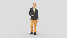 Young boy In Blue Stripped Suit Top 0847 style, kid, boy, fashion, child, miniature, posed, figurine, young, realistic, printable, 3dprint, photochildren
