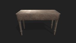 Small Old Table object, wooden, small, vintage, classic, table, dirty, old, fabric, asset, game, lowpoly, wood, horror, gameready