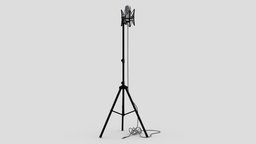 Studio Microphone and Stand Type music, stand, studio, sound, musical, accessories, broadcast, stage, classic, equipment, audio, record, mic, metal, professional, microphone, voice, concert, cable, 3d, radio