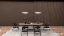 dinning room scene, room, minimal, walnut, restaurant, 360, furnished, dinner, apartment, furniture, table, vr, resturant, rug, carpet, furnitures, dinning, dinning-room, dinning-table, chair, house, home, wood, building, interior, space