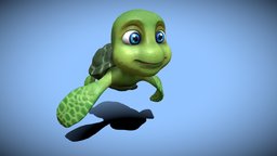 Cartoon Little Turtle turtle, toon, cute, ocean, amphibian, character, cartoon, animal, sea