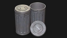 Trashcans basket, exterior, garage, basement, dumpster, can, junk, garbage, gamedev, waste, trashcan, props, ue4, unity, asset, pbr, lowpoly, street, container, industrial, gameready