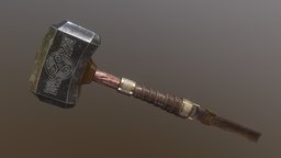 Mjolnir hammer, marvel, viking, thor, mitology, substancepainter, substance, weapon