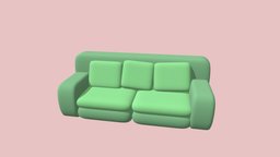 Cartoon Sofa sofa, prop, furniture, downloadable, cartoon, 3d, photoshop, blender, lowpoly, model, home, stylized
