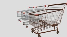 shopping cart with 4k pbr textures cart, shopping, market, supermarket, plastic, super