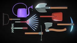 Tools (Shovel Pickaxe ⛏️ Axe 🪓 Water can 💦) tools, can, water, pickaxe, shovel, rake, gardener, axe