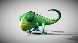 Cartoon chameleon lizard 3D model chameleon, eye, animals, lizard, nature, reptile, wildlife, iguana, animal, monster, dinosaur
