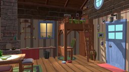 Cartoon interior of a house substance, maya, modeling, architecture, cartoon, game, 3d, substance-painter, model, house, student, 3dmodel, interior