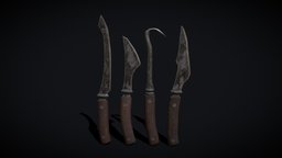 Rustic Medieval Flawed Knives viking, medieval, blades, knives, wood
