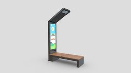 Smart Bench bench, solar, usb, prop, battery, smart, panel, sit, rest, charge, ads, advertisement, solar-panel, architecture, city, street