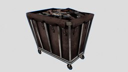 PS1 Style Asset basket, retro, cart, dirty, pixelated, lowpoly, gameasset, gameready, ps1-style
