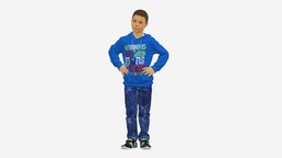 Boy In Blue Hoodie Jeans 0440 kids, boy, people, children, clothes, miniature, jeans, realistic, character, 3dprint, model, blue