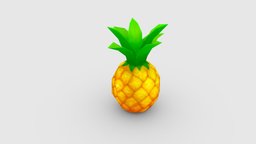 Cartoon pineapple Low-poly 3D model drink, fruit, pineapple, orchard, beverage, farm, juice, sweet, lowpolymodel, planting, sour, handpainted