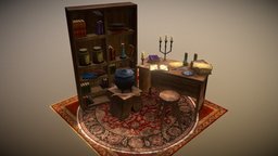 Witch Lab desk, lab, prop, medieval, alchemist, workplace, witch, fantasy