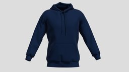 Hoodie Navy Blue PBR Realistic cloth, women, hood, sweater, men, look, outfit, marvelous, hoodie, sweatshirt, uni, apparel, sportswear, pullover, outerwear, character, asset, game, 3d, pbr, low, poly, design, man, digital, sport, clothing, menwear, menlook
