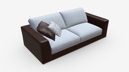 Sofa two seat modern, sofa, two, couch, studio, double, seat, lounge, soft, furniture, fabric, 3d, pbr