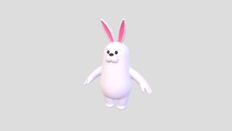 Cartoon Rabbit rabbit, bunny, toon, cute, little, baby, white, toy, pet, mascot, fat, easter, zoo, hare, character, cartoon, animal