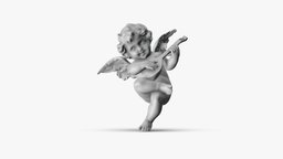 001518_Heavenly Melodies: Angel with Mandolin music, instrument, baby, 3d-scan, musical, wings, angel, figurine, decor, statue, flute, newborn, collecting, curly-hair, art, scan, sculpture, interior-object