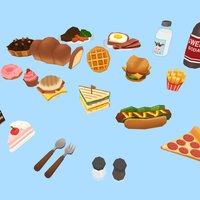 3d Food food, coke, icon, milk, eat, pizza, lowpoly