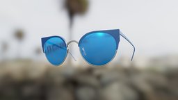 Generic Cateye Browline Sunglasses (Blue Mirror) 