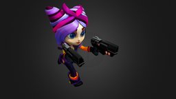 Hero Girl animated character armored, hero, attack, weapon, character, animation
