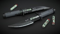 Cyberpunk Knife [Printable] 3dprintable, cyberpunk, knife, lowpoly, scifi, gameasset, textured