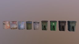 Low Poly Trash Can dump, exterior, recycling, prop, dumpster, trash, can, garbage, waste, trashcan, bin, rubbish, litter, trashbin, archtiectural, lowpoly, house