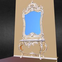 1D Baroque Mirror Table b3d, console, mirror, furniture, table, jumbo, baroque, 1d, roccoco, 3d, blender3d, free, download