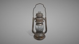 Low poly old rusty lantern lantern, oil, storm, mine, portable, rusty, candle, hurricane, old, game-ready, weathered, game-asset, low-poly-model, wick, oil-lamp, low-poly, lowpoly, gameasset, light