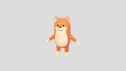 Shiba Dog Character cute, little, dog, kid, toy, pet, mascot, doll, mammal, puppy, zoo, shiba, inu, character, cartoon, animal, simple