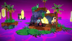 Technic Ranger: Caves tree, platform, palm, videogame, vines, nintendo, crystals, n64, 64, bionicle, vaporwave, outrun, lillypad, game, art, lowpoly, low, poly, video, pixel, robot, pixelart, environment