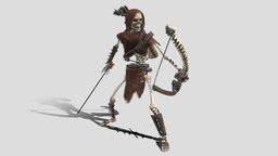 SkeletonArcher arrow, armor, skeleton, warrior, demon, devil, bow, bone, undead, archer, character, skull, fantasy, knight, evil