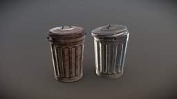 trashcan metal old trash, trashcan, metal, old, postapocalypse, trash-can, container