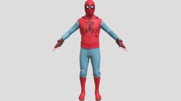 Spiderman Homemade(Textured)(Rigged) marvel, avenger, spiderman, homemade, amazing, spiderman-homecoming, 3dmodel