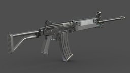 Vektor R4 Low Poly Realistic PBR police, rifle, south, assault, equipment, fn, force, african, fal, defence, r1, weapon, asset, game, 3d, pbr, low, poly, military, gun
