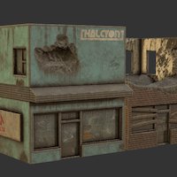 Wasteland Stores abandoned, ruins, brick, post-apocalyptic, buildings, houses, damaged, rubble, destroyed, structures, ue4, stores, 3dsmax