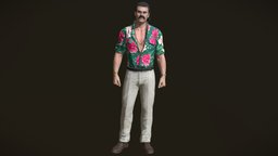 Gangster (Mafia) PBR Game Ready vintage, 1970, 1980, miami, mafia, mustache, gangster, a-pose, character, man, male, rigged