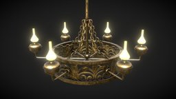 Vintage Chandelier lamp, vintage, antique, furniture, chandelier, game-ready, antique-furniture, antique-decoration, lowpoly