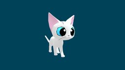 Cartoon Kitten Walking cat, cute, white, kitty, walking, kitten, low-poly, cartoon, blender, lowpoly, animation, animated, anime, simple